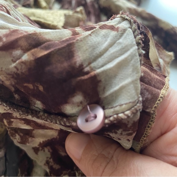 Y2K Lloyd Williams Blouse Woman Small Crinkle Sheer Lace Bell Sleeve Forestfairy - Picture 11 of 16